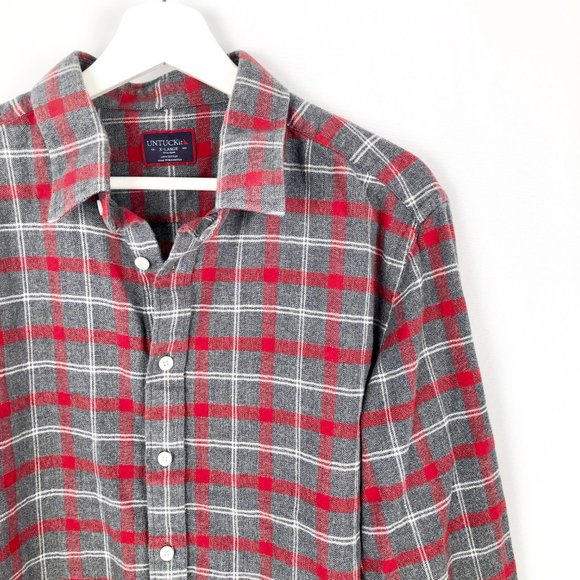 Untuckit Plaid Flannel Button Down Shirt - XL Tall Slim - Holiday Christmas Fall - Picture 5 of 10